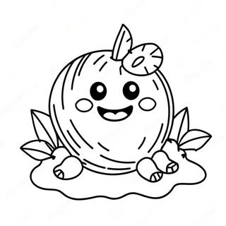 Page De Coloriage Noix De Coco Mignonne Avec Un Sourire 101626 40059