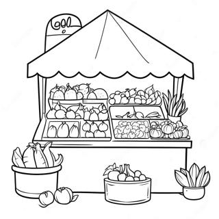 Page De Coloriage Du Stand Colore Du Marche Fermier 102089-40418