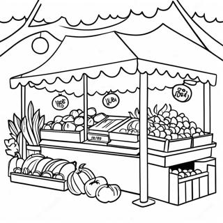 Page De Coloriage Du Stand Colore Du Marche Fermier 102089-40419