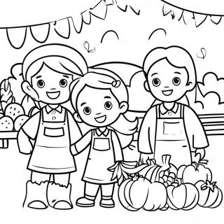 Page De Coloriage Des Enfants Heureux Au Marche Fermier 102092-40432