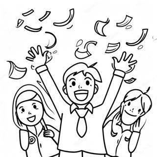 Page De Coloriage Etudiants Excites Lancant Des Chapeaux 102995 41132