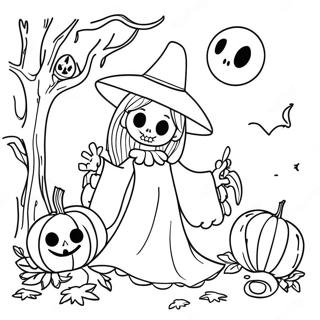 Page De Coloriage Scene Halloween Vintage Effrayante 103428-41457