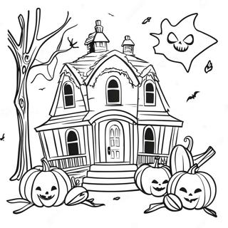 Page De Coloriage Scene Halloween Vintage Effrayante 103428-41458