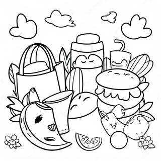Page De Coloriage Dun Pique Nique Dete Amusant 103842 41786
