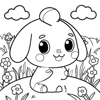 Page De Coloriage De Cinnamoroll Joueur Dans Un Champ De Fleurs 103867 41803