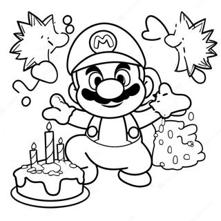 Anniversaire De Mario Pages À Colorier