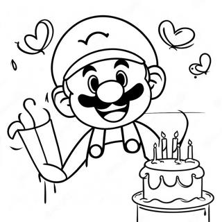 Page De Coloriage De La Celebration Danniversaire De Mario 103891-41814