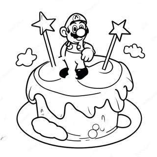 Page De Coloriage Du Gateau Danniversaire Colore De Mario 103892-41817