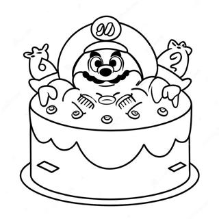 Page De Coloriage Du Gateau Danniversaire Colore De Mario 103892-41818