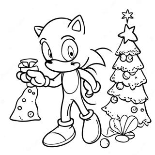 Sonic Decorant Un Sapin De Noel Page De Coloriage 104048-41946