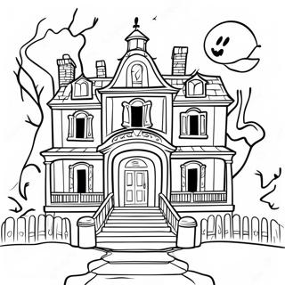 Page De Coloriage De Manoir Hante Avec Des Fantomes 104149-42022