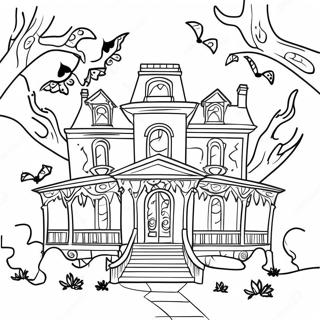 Page De Coloriage De Manoir Hante Avec Des Fantomes 104149-42023