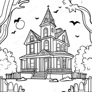 Page De Coloriage De Manoir Hante Etrange La Nuit 104150-42026