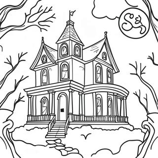 Page De Coloriage De Manoir Hante Etrange La Nuit 104150-42027