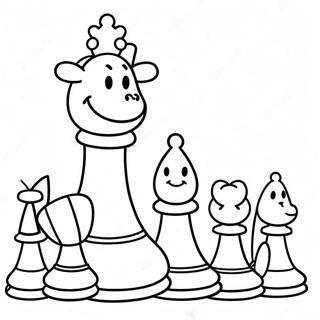 Page De Coloriage Dun Ensemble Dechecs Mignon En Dessin Anime 104330 42163