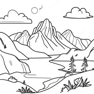 Page A Colorier De Paysage Montagneux Realiste 105073-42733