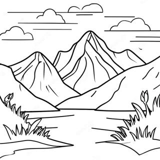 Page A Colorier De Paysage Montagneux Realiste 105073-42734