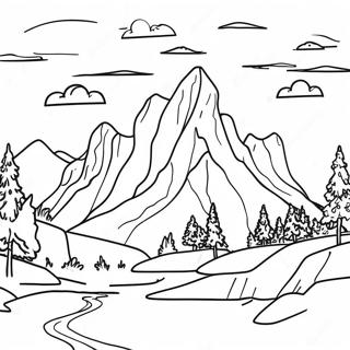 Page A Colorier De Paysage Montagneux Realiste 105073-42735