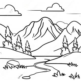 Page A Colorier De Paysage Montagneux Realiste 105073-42736