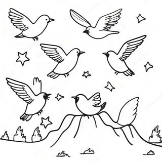 Page De Coloriage De La Migration Coloree Des Oiseaux 105253-42890