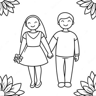 Page De Coloriage Couple Mignon Se Tenant La Main 105484-43067