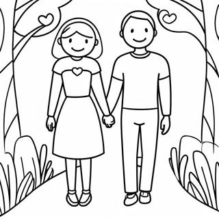 Page De Coloriage Couple Mignon Se Tenant La Main 105484-43068