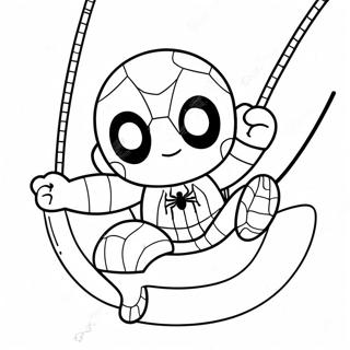 Page De Coloriage Bebe Spiderman Mignon En Train De Balancer 105537-43109