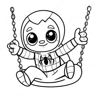 Page De Coloriage Bebe Spiderman Mignon En Train De Balancer 105537-43110