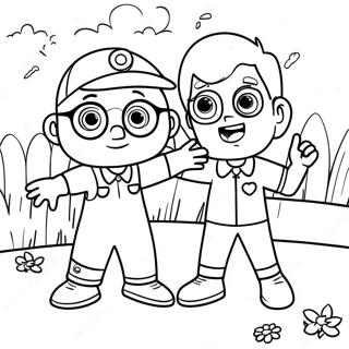 Page De Coloriage Blippi Et Meekah Jouant Dans Le Parc 105589-43155