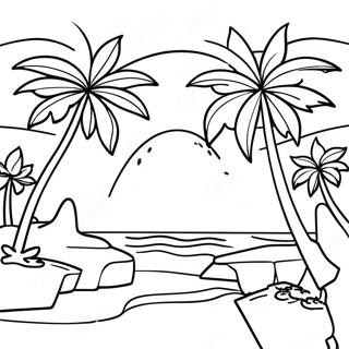 Page De Coloriage Coucher De Soleil Sur Une Ile Tropicale 105613-43169