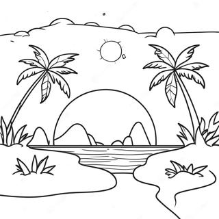 Page De Coloriage Coucher De Soleil Sur Une Ile Tropicale 105613-43170