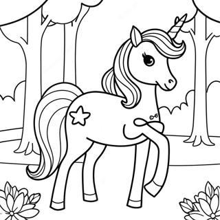 Page De Coloriage De Licorne Barbie Dans Une Foret Magique 105718-43257