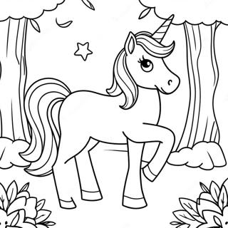 Page De Coloriage De Licorne Barbie Dans Une Foret Magique 105718-43259