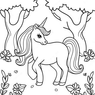 Page De Coloriage De Licorne Barbie Dans Une Foret Magique 105718-43260