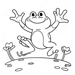 Page De Coloriage De Grenouille Heureuse Sautant 105768-43291