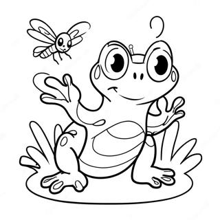 Page De Coloriage De Grenouille Joueuse Attrapant Une Mouche 105770-43300