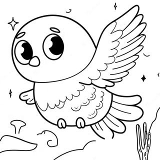 Page De Coloriage De Hedwig Volant Dans Le Ciel Nocturne 105872-43369