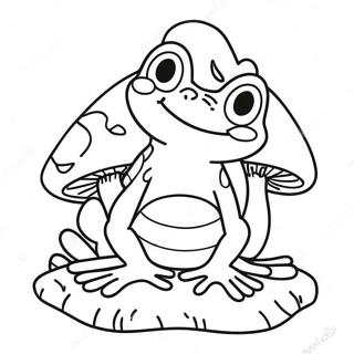 Page De Coloriage Grenouille Heureuse Assise Sur Un Champignon 106001-43469