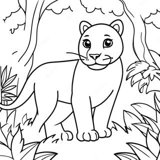 Page De Coloriage De Panthere Noire Majestueuse Dans La Jungle 106155-43589