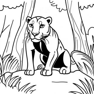 Page De Coloriage De Panthere Noire Majestueuse Dans La Jungle 106155-43590