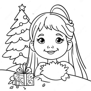 Page De Coloriage De Cindy Lou Who Avec Un Sapin De Noel 106440-43814
