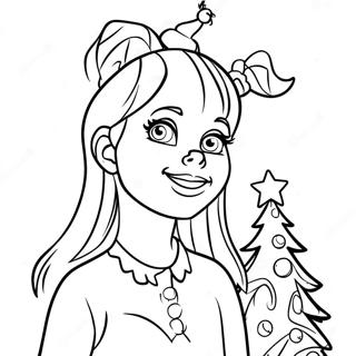 Page De Coloriage De Cindy Lou Who Avec Un Sapin De Noel 106440-43815