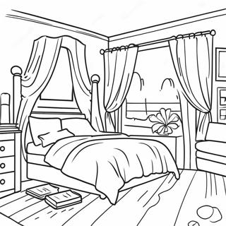 Page De Coloriage De Chambre Realiste Confortable 106465-43831