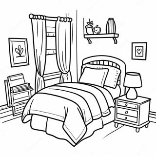Page De Coloriage De Chambre Realiste Confortable 106465-43832