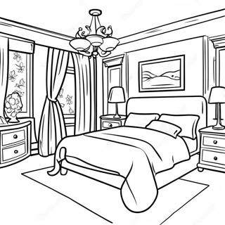 Page De Coloriage De Chambre Realiste Spacieuse 106467 43839