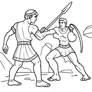 Page De Coloriage David Intrepide Face A Goliath 106669-43990