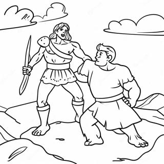 Page De Coloriage Bataille Epique De David Et Goliath 106672 44001