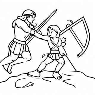 Page De Coloriage Bataille Epique De David Et Goliath 106672 44002