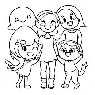 Page De Coloriage Dela Heureuse Avec Des Amis 106799-44097