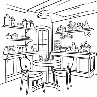 Page De Coloriage De Linterieur De Cafe Confortable 106873-44149